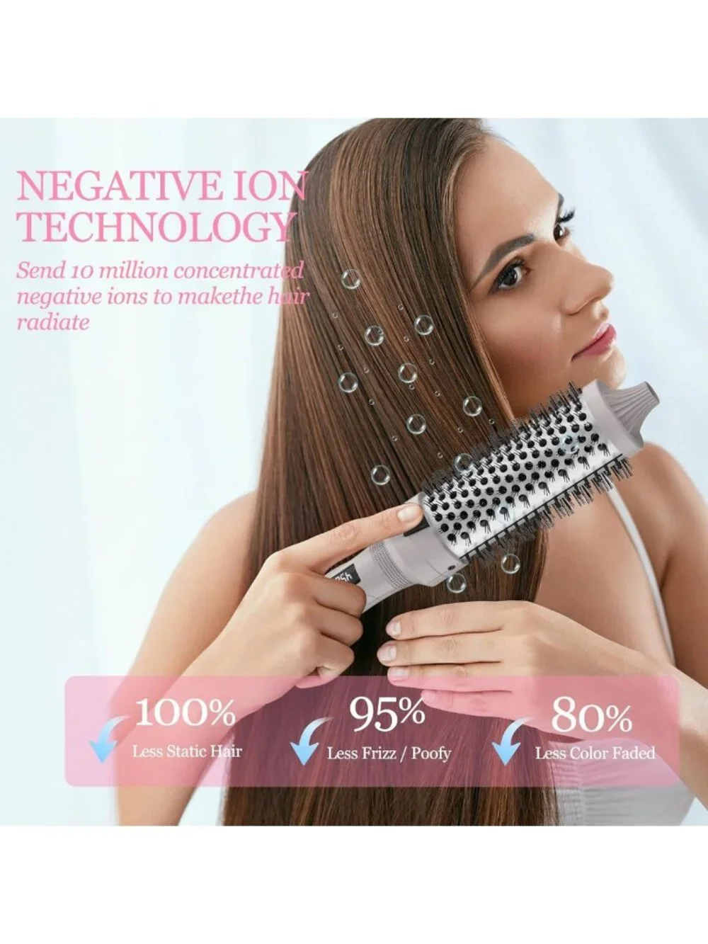 2-in-1 Heated Round Brush Volumizer & Straightener - 1.5 Inch Blowout Tool